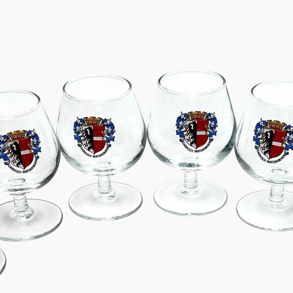 Glass Snifters Set 6 Garmisch Partenkirchen Germany Small 4 fl oz 3.5 Inch Tall - Picture 6 of 13